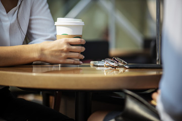 Poster - Woman enjoy morning coffee