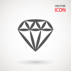 Diamond Icon Vector. Diamond sign icon. Jewelry symbol. Gem stone. Graphic element. Silhouette simple. Logotype concept. Logo design template. Simple flat symbol. on white background.