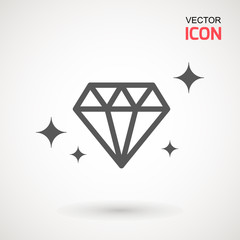 Diamond Icon Vector. Diamond sign icon. Jewelry symbol. Gem stone. Graphic element. Silhouette simple. Logotype concept. Logo design template. Simple flat symbol. on white background.