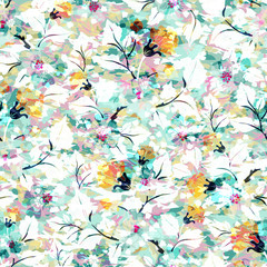 Abstract blurred seamless  pattern with flowers on light background. Vector illustration for fabric, textile, clothes, wallpapers, wrapping.