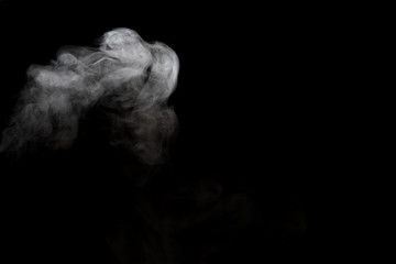 White smoke isolated on black background.