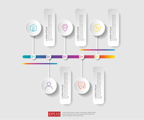 Poster - 5 steps infographic. timeline design template with 3D paper label, integrated circles. Business concept with options. For content, diagram, flowchart, steps, parts, workflow layout, chart