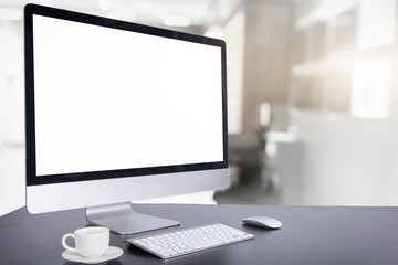 Computer Keyboard and mouse with desk hot coffee