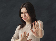 Woman Showing Stop Sigh With Her Hand