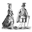 © acrogame - Vintage illustration, Sweden  man and woman national traditional costumes in 1778