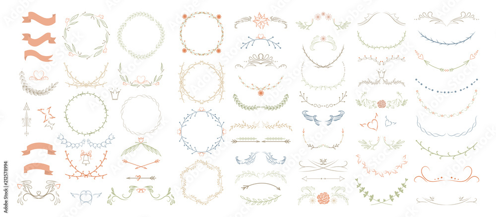 Obraz Beautiful monogram set with floral elements fototapeta, plakat