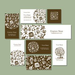 Sticker - Business cards with bathhouse design elements