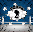 boxing ring corner with comic style blue Round2