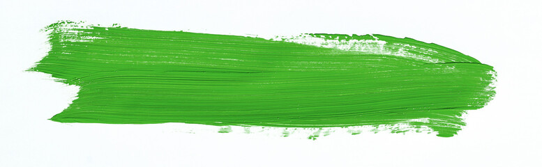 Green brush stroke isolated over white background