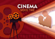 Cinema movie time vector paper cut poster template