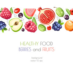 Wall Mural - Fresh healthy fruits background horizontal template