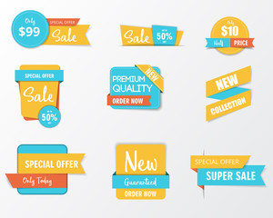 Wall Mural - Set of sale banner collection, discount tag, special offer banner. Vector illustration