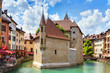  .Medieval castle on the canal in the French city of Annecy resort. Department of Upper Savoy. France.