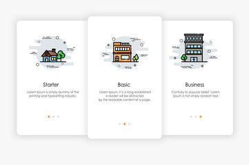 Wall Mural - Onboarding screens design in Level concept. Modern and simplified vector illustration, Template for mobile apps.