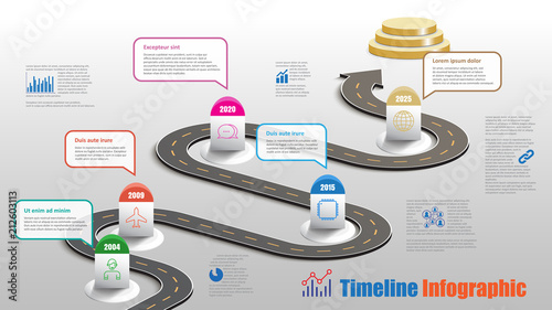 Fotomural Business road map timeline infographic milestone pathway to podium designed for modern diagram process technology digital marketing data presentation chart