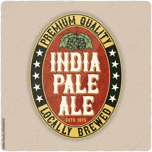 Cuadros en Lienzo Beer oval label, typographic template, beverage package design