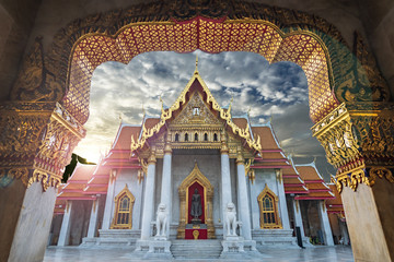 marble temple on sunrise sky with cloud