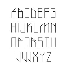 Aufkleber - Vector modern thin alphabet set. Geometric stylized letters