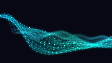 Poster - Abstract 3d technology futuristic geometrical and science neon background. Plexus digital wallpaper. Business concept. Medical structure and artificial intelligence. Rendering computer virtual reality