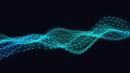 Poster - abstract 3d technology futuristic geometrical and science neon background. plexus digital wallpaper.