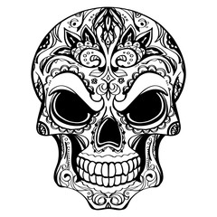 Wall Mural - Day of The Dead, skull with floral ornament