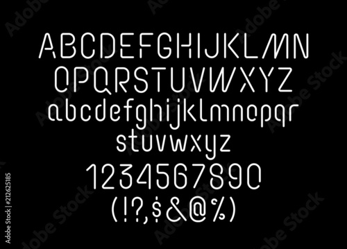 Fotografie, Obraz Neon tube font, uppercase and lowercase typography, numerals and symbols, soft a