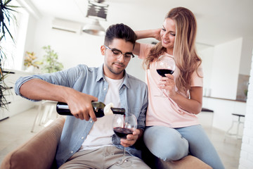 Sticker - Young couple drinking wine