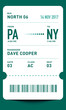 E-Ticket or Boarding Pass Card Template with Bar Code. Bus Ticket Pass Design. 