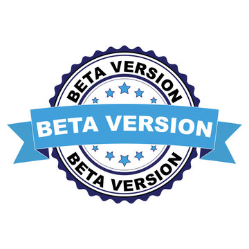 Blue black rubber stamp with Beta version concept