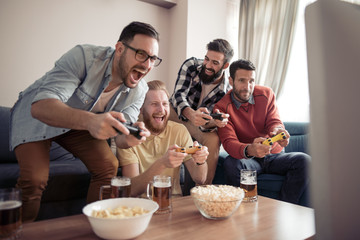 Sticker - Group of friends playing video games at home