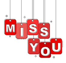 Red Flat Line Tag Miss You