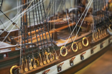 Wooden ship model in the maritime museum.