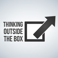 Poster - Think outside the box concept with frame and arrow. vector illustration isolated on white background.