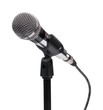 © cloud7days - Silver ball head microphone and stand isolated on a white background