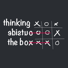 Poster - Think outside the box concept with tic tac toe game. vector illustration isolated on white background.