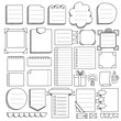 Bullet journal hand drawn vector elements for notebook, diary and planner. Doodle banners isolated on white background. Notes, list, frames and others elements.