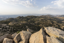 Rocky Peak Mountain Park And The San Fernando Valley In Los Angeles, California.