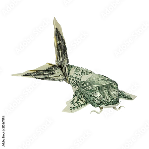 Money Origami Koi Fish Folded With Real One Dollar Bill