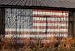 American flag painted on side of old Southern Maryland tobacco barn and dedicated to US Troops
