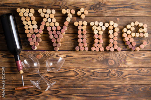Fotografie, Obraz Wine lettering made of corks with bottle