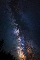 Wall Mural - astrophotography of milky way galaxy. stars, nebula and stardust at night sky landscape