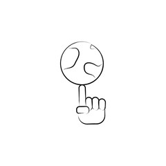 Poster - globe on the finger icon. Element of idea icon for mobile concept and web apps. Sketch style globe on the finger icon can be used for web and mobile. Premium icon