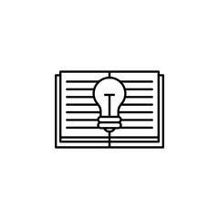 Poster - bulb on a notebook icon. Element of education icon for mobile concept and web apps. Thin line bulb on a notebook icon can be used for web and mobile