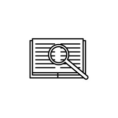 Poster - magnifier on notebook icon. Element of education icon for mobile concept and web apps. Thin line magnifier on notebook icon can be used for web and mobile