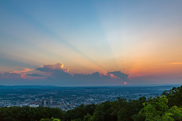 Sunset over the city of Reading