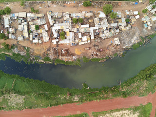 Wall Mural - Aerial Drone view of niarela Quizambougou Niger Bamako Mali