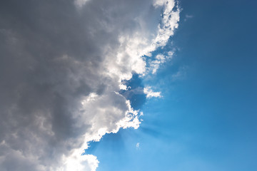 blue sky with clouds and sun
