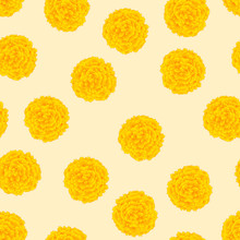 Yellow Marigold On Ivory Beige Background