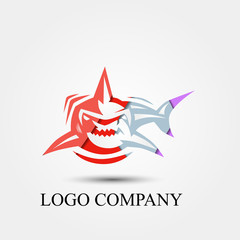 Poster - shark vector logo, sign, or symbol concept for startup company