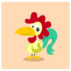 Wall Mural - cute little rooster chicken poultry animal mascot cartoon character